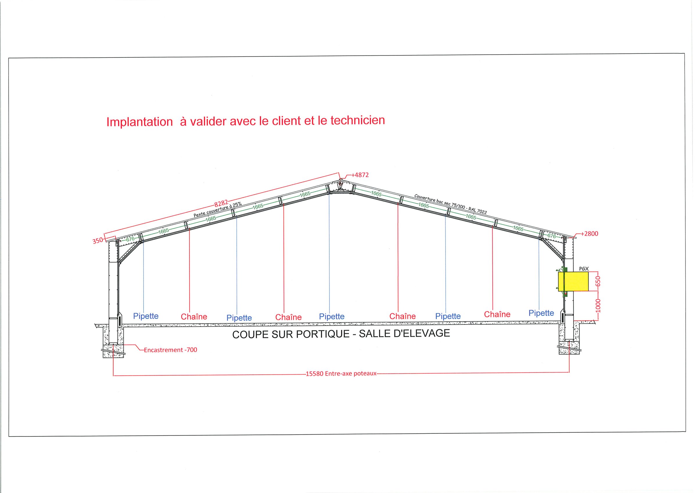 Plan Tuffigo modifié (30/10/2026) — Coupe sur portique — implantation à valider